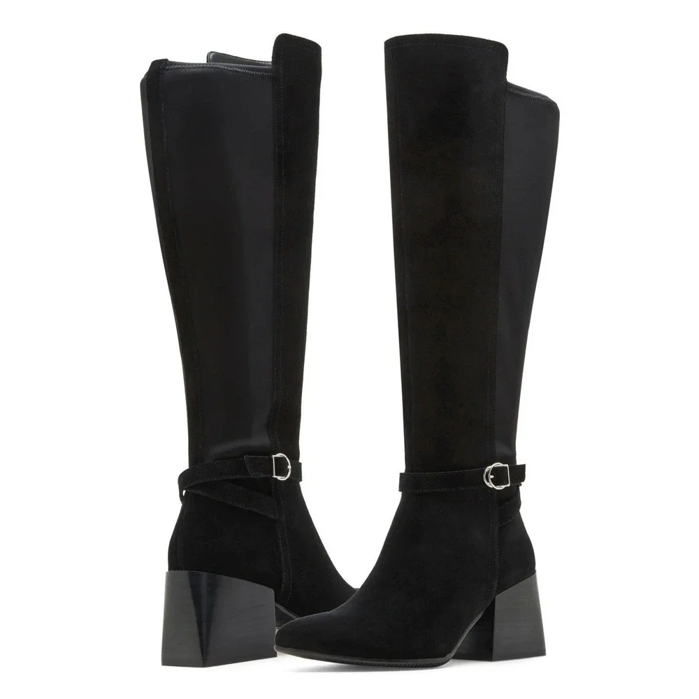 Blondo Twyla Black Suede Waterproof Tall Boots Block‎ Heel Womens 8.5 M New